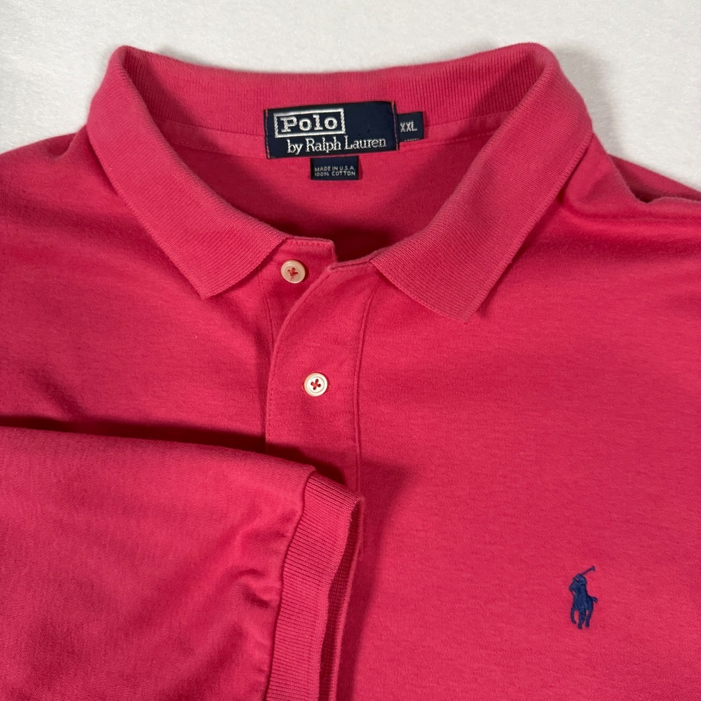 Vintage Polo Ralph Lauren Pink Polo Shirt XXL Made in USA Short Sleeve Cotton